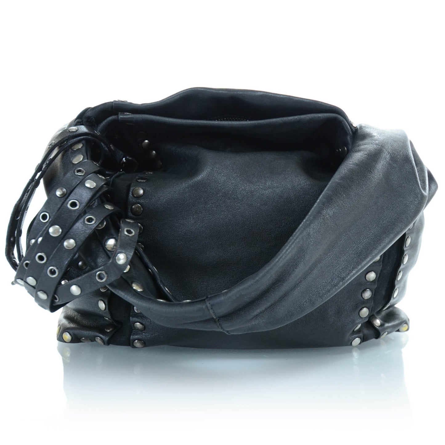 Leather Studded Medium Saba Hobo Black