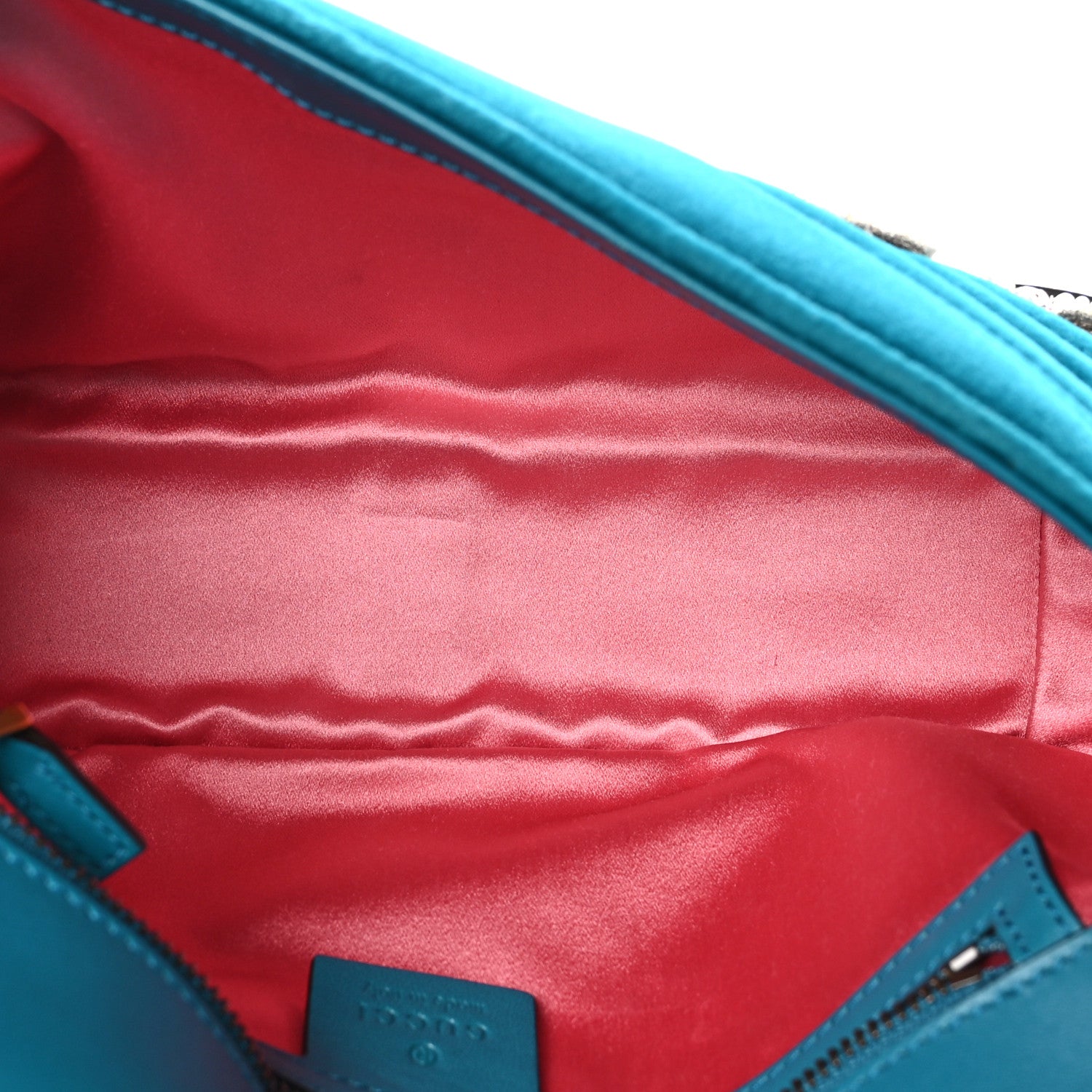 Gucci Velvet Matelasse Embroidered Small GG Marmont Shoulder Bag Pavone Cyan 5 of 10