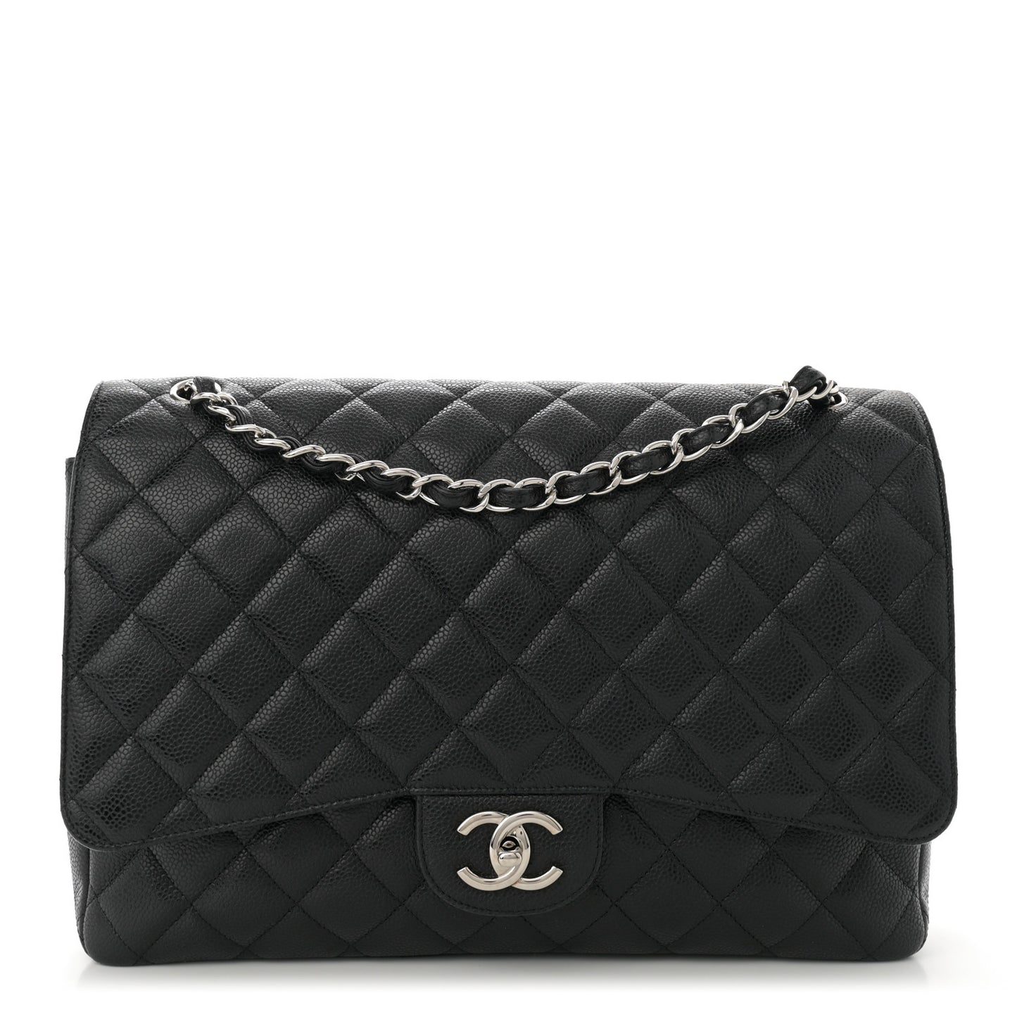 Caviar Quilted Maxi Double Flap Black