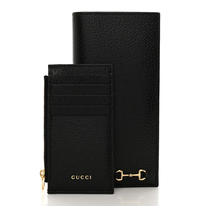 Gucci Textured Dollar Calfskin Horsebit Long Wallet with Insert Black 3 of 8