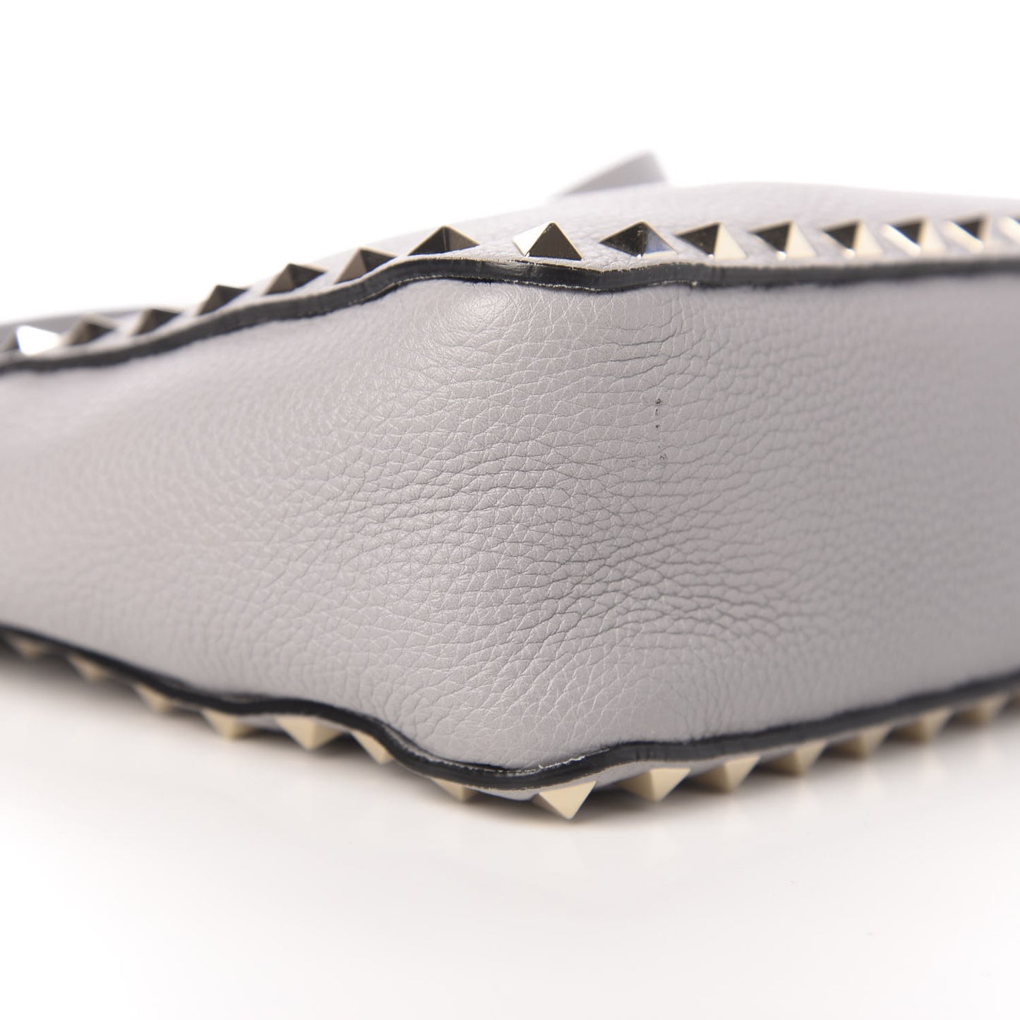 Pebbled Calfskin Mini Rockstud Flip-Lock Messenger Bag Pastel Grey