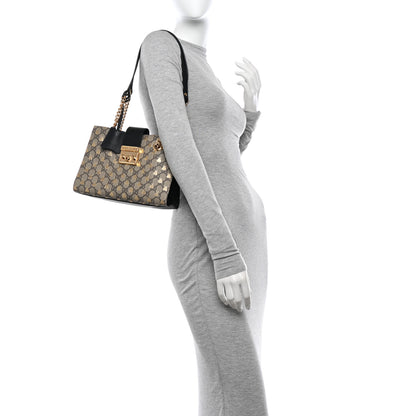 Gucci GG Supreme Monogram Bees Small Padlock Tote Beige Oro Black 3 of 11