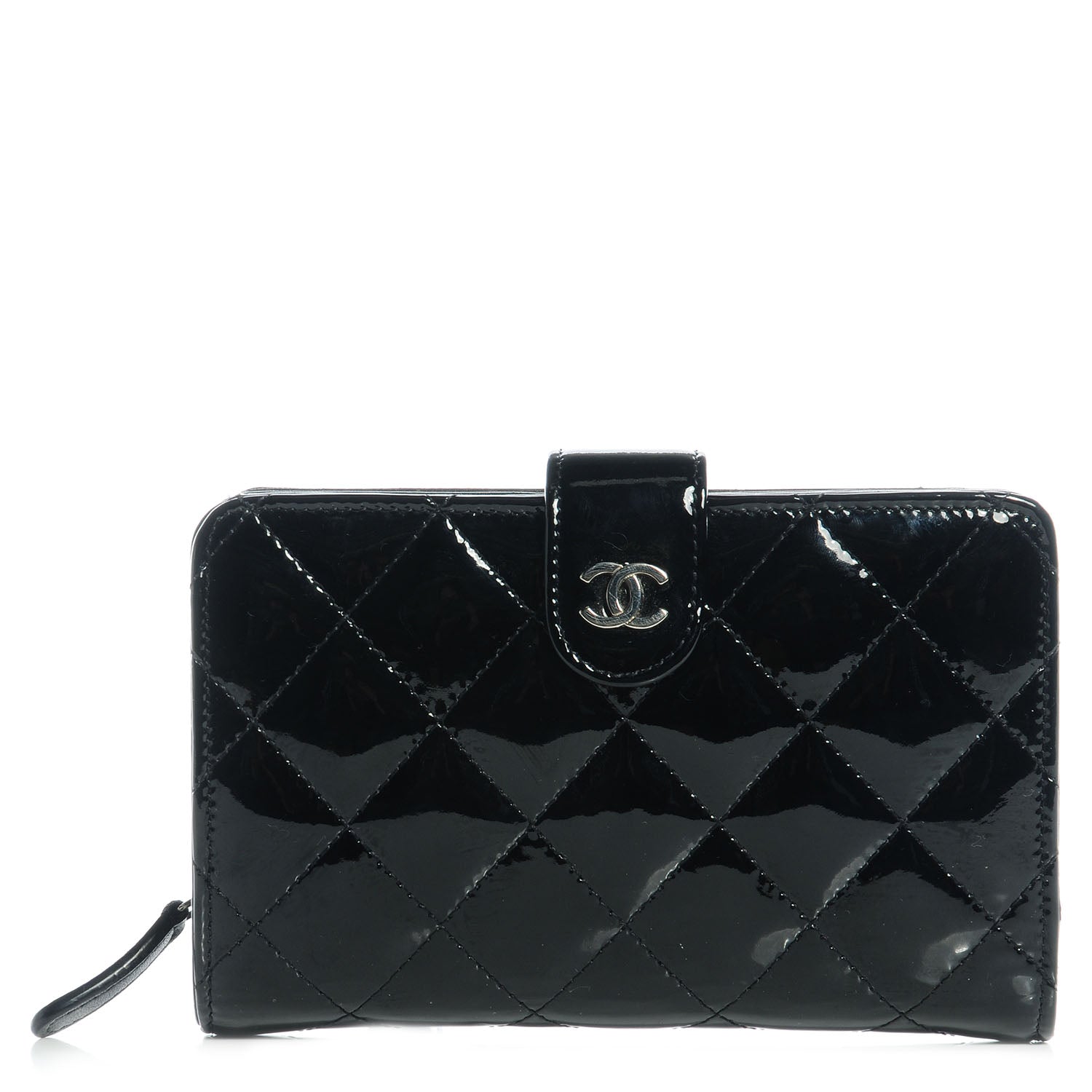 Chanel Patent Quilted CC French Wallet Black 1 of 8