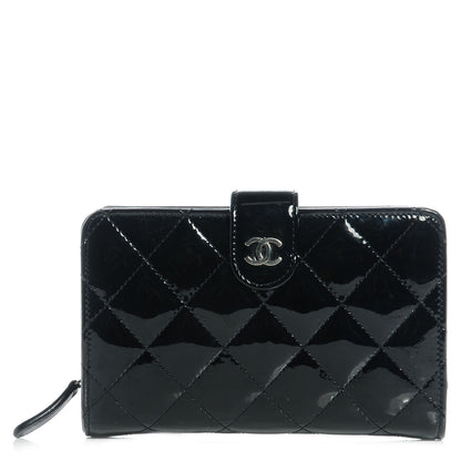 Chanel Patent Quilted CC French Wallet Black 1 of 8