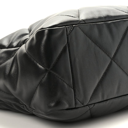 Chanel Lambskin Quilted Chanel 19 East West Shopping Bag Black 8 of 9