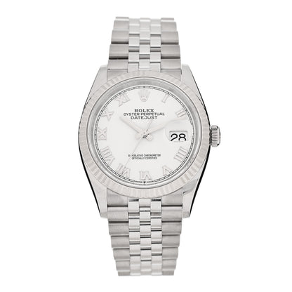 Rolex Stainless Steel 18K White Gold 36mm Oyster Perpetual Datejust Watch White Roman 126234 1 of 5
