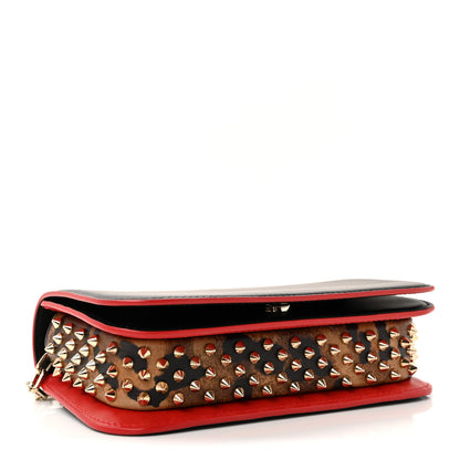 Christian Louboutin Calfskin Nappa Leopard Print Spikes Small Paloma Bag Black 4 of 10