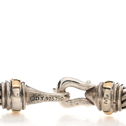 David Yurman Sterling Silver 18K Yellow Gold 4mm Cable Classic Buckle Bracelet 3 of 4