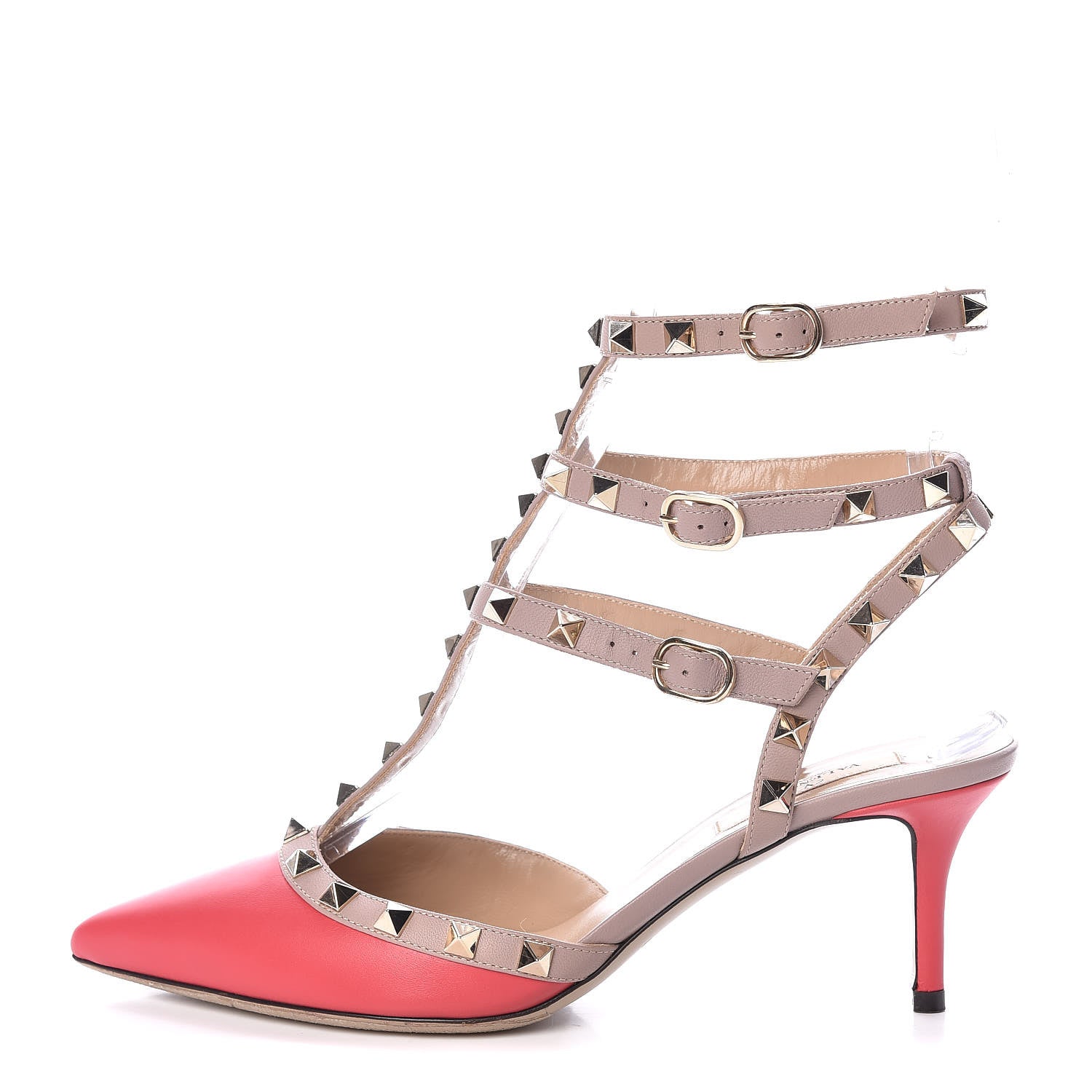 Valentino Garavani Nappa Rockstud Ankle Strap 65mm Pumps 37 Fragola Poudre 1 of 14