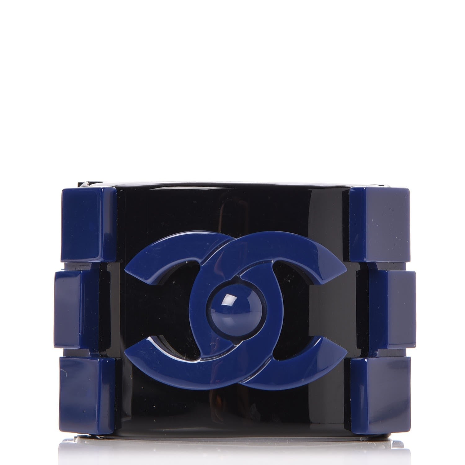 Chanel Plexiglass Lego Boy Cuff Black Blue 1 of 5