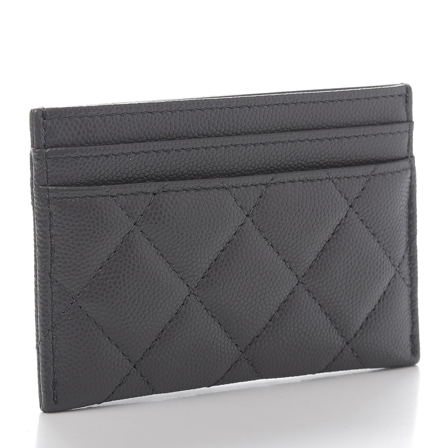 Caviar Quilted French New Wave Card Holder Grey