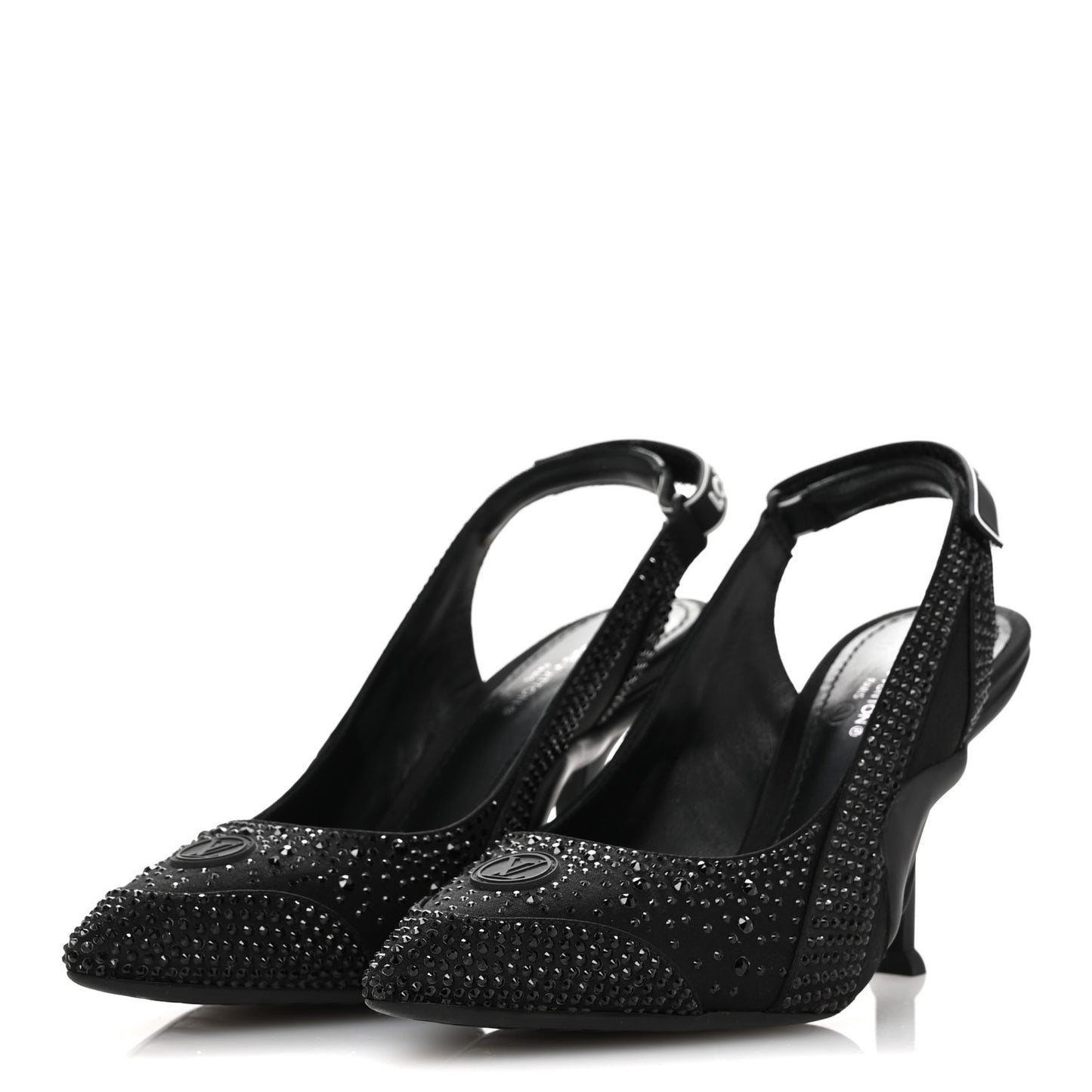 Satin Embellished Archlight Slingback Pumps 36 Black