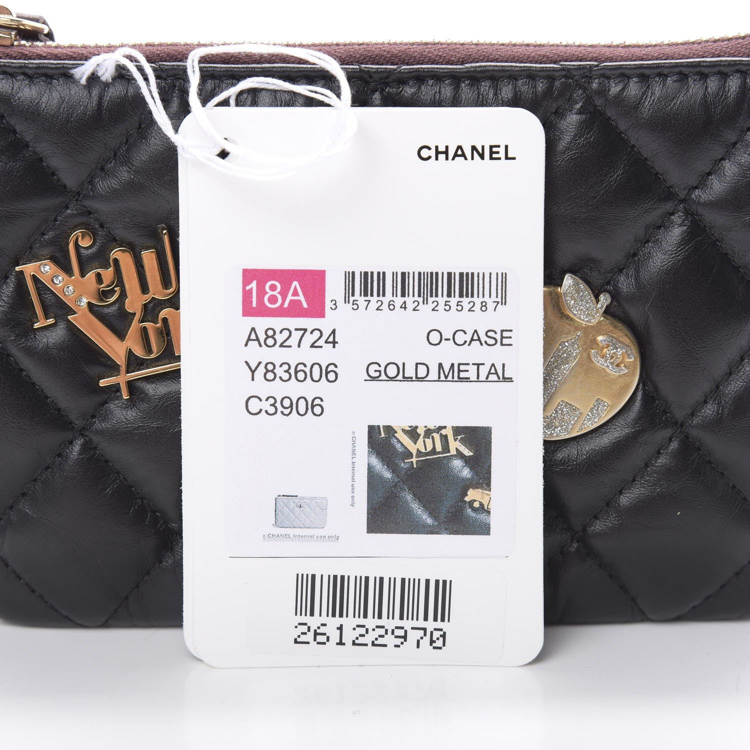 Chanel Aged Calfskin Quilted Small Lucky Charms Cosmetic Case Black 9 of 10