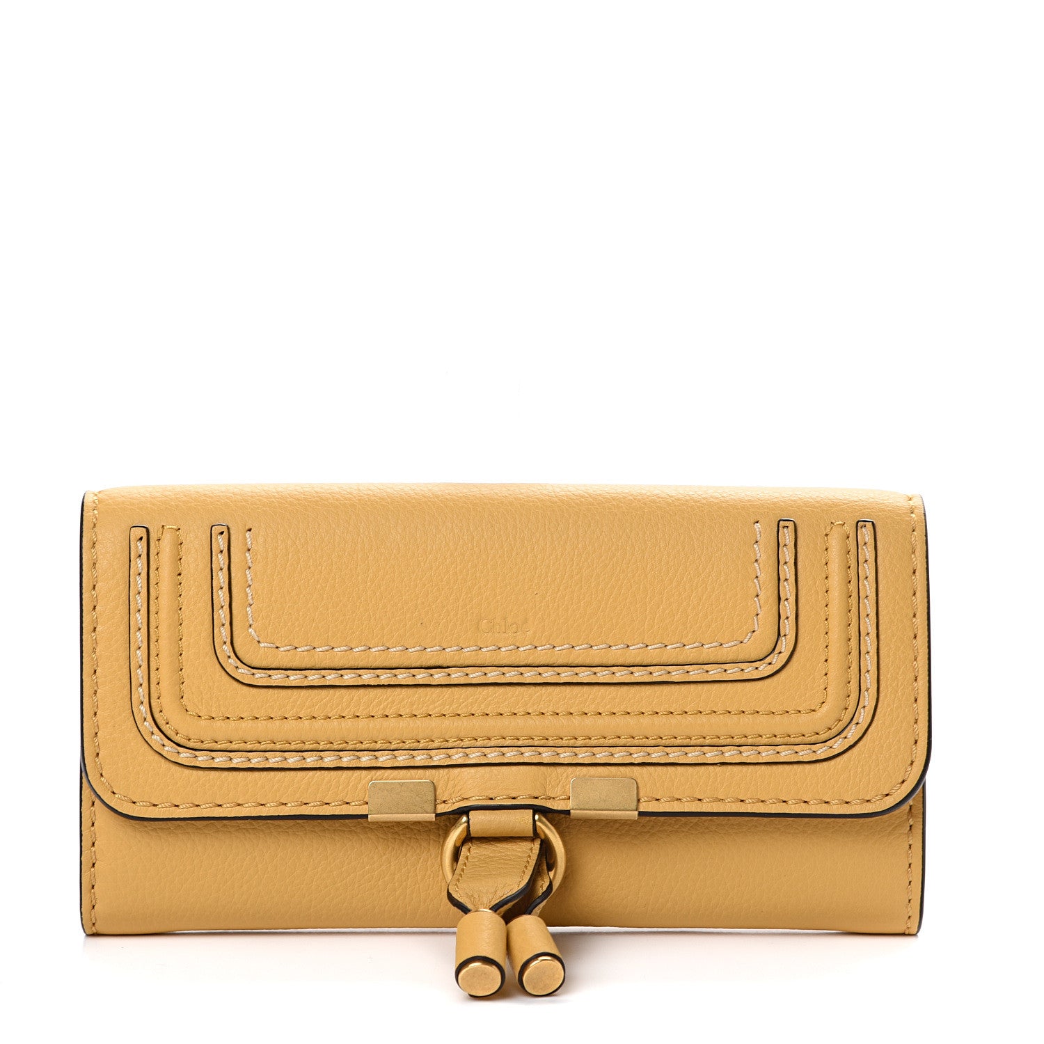 Chloe Calfskin Marcie Continental Flap Wallet Honey Gold 1 of 9