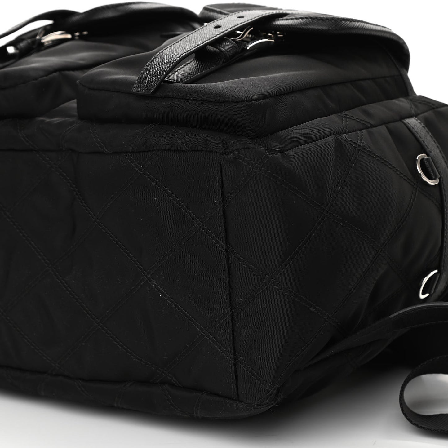 Tessuto Nylon Saffiano Vela Quilted Backpack Black