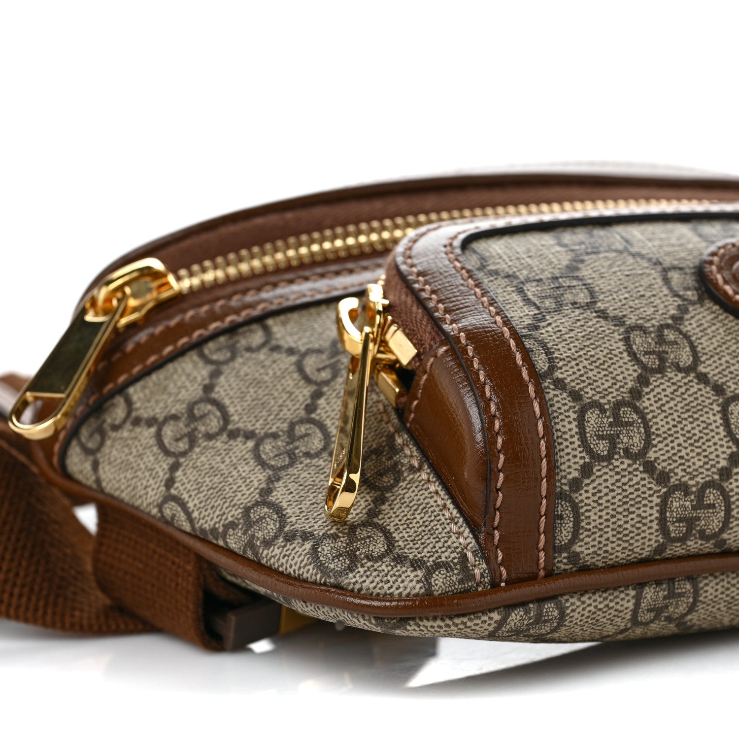 Gucci GG Supreme Monogram Textured Calfskin Retro Interlocking G Belt Bag Beige Ebony Brown Sugar 7 of 8