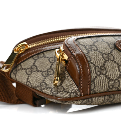 Gucci GG Supreme Monogram Textured Calfskin Retro Interlocking G Belt Bag Beige Ebony Brown Sugar 7 of 8