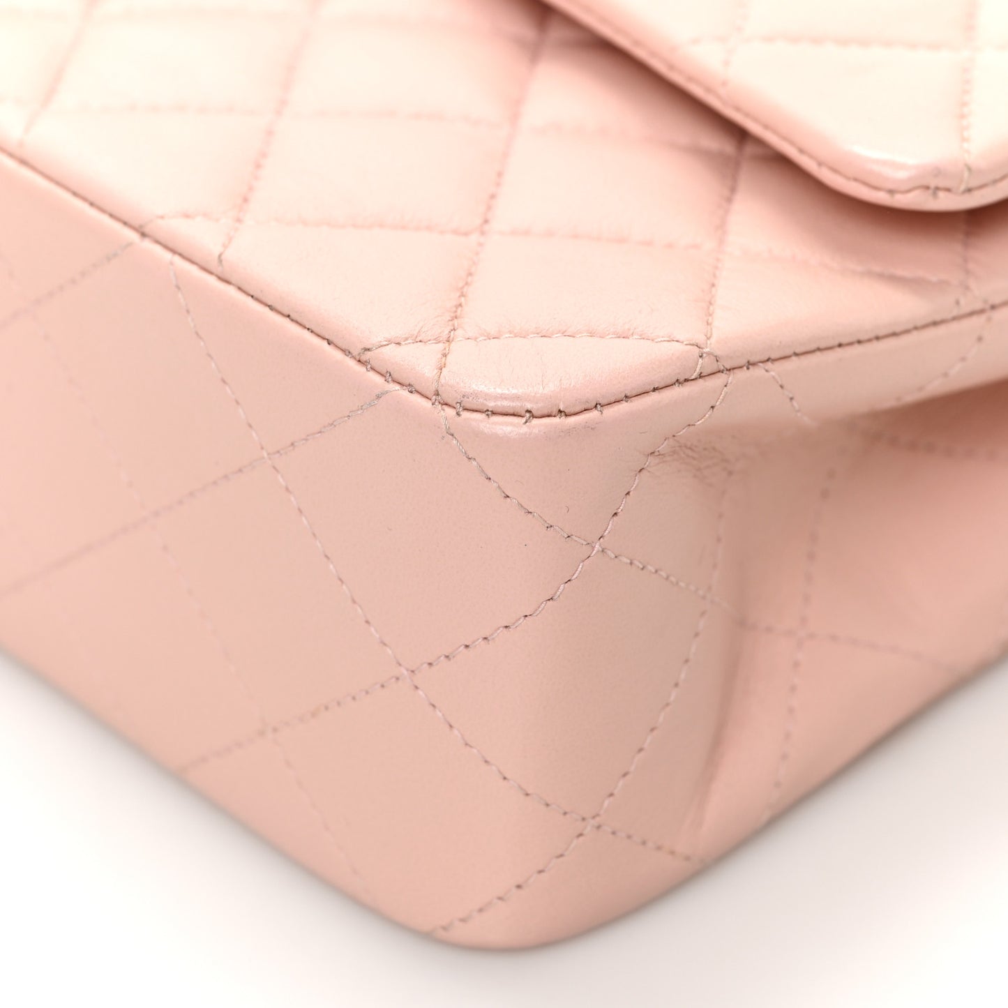 Lambskin Quilted Medium Double Flap Light Pink