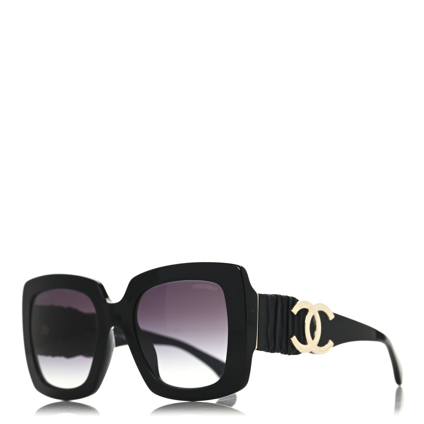Acetate Calfskin Square Sunglasses 5474-Q-A Black