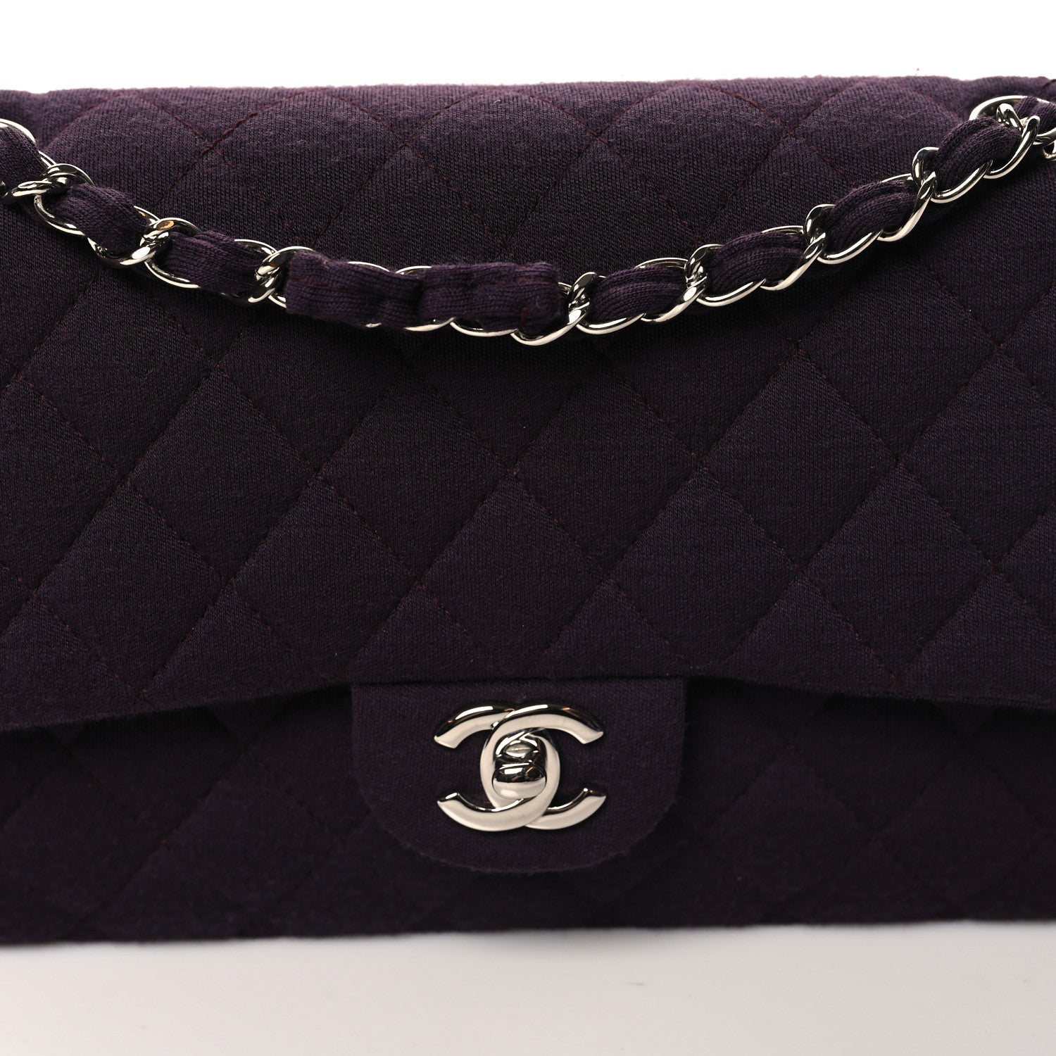 Chanel Jersey Quilted Medium Double Flap Purple 8 of 11