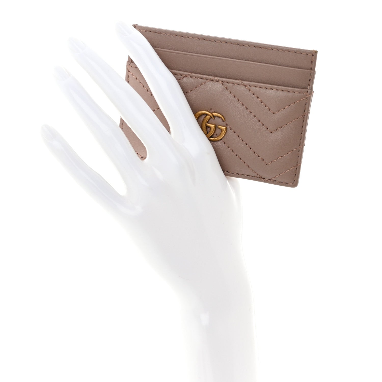 Gucci Calfskin Matelasse GG Marmont Card Holder Porcelain Rose 2 of 7