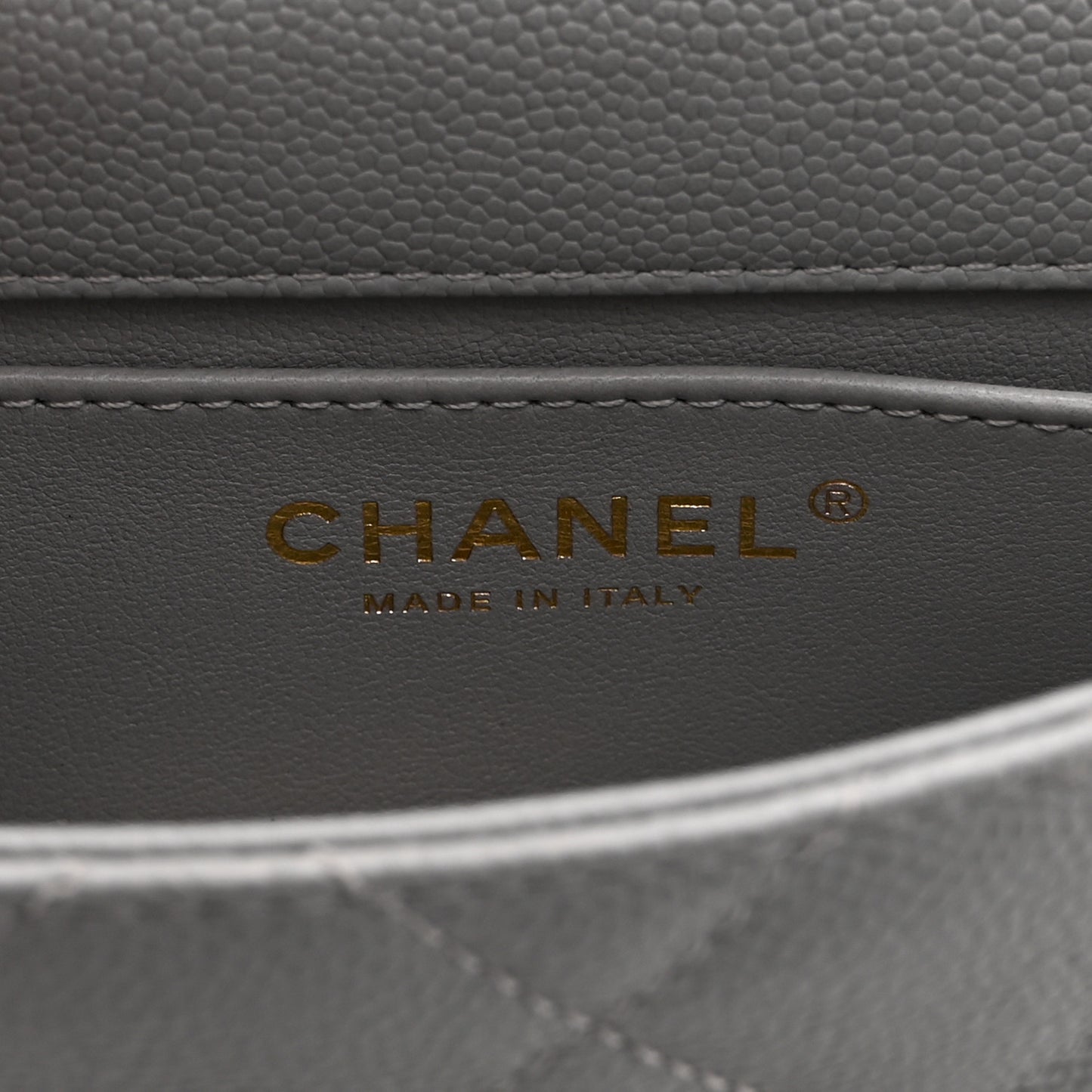 Caviar Quilted Mini Sweetheart Rectangular Flap Light Grey