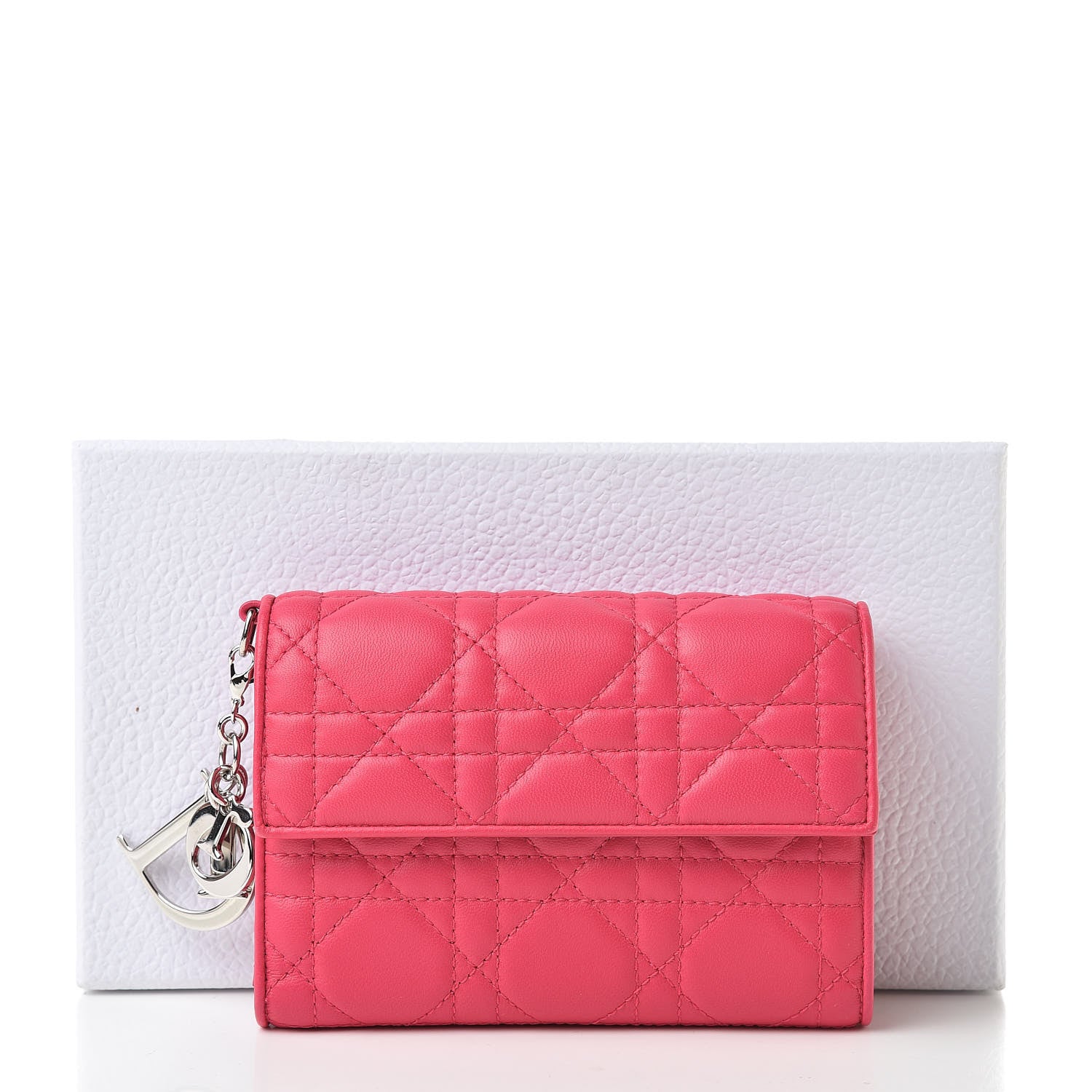 Christian Dior Lambskin Cannage Lady Dior Explorateur Wallet Fuchsia 9 of 9
