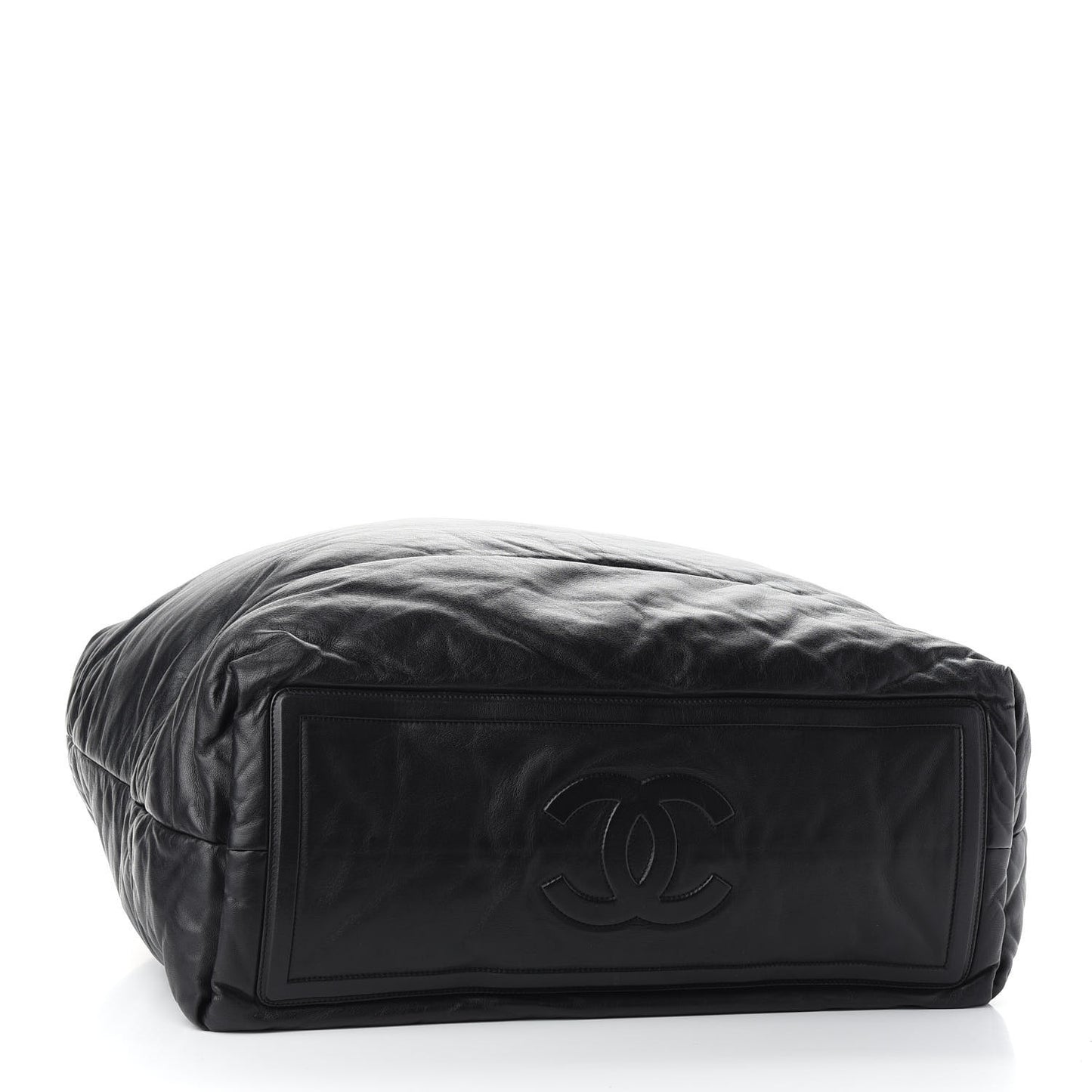 Lambskin Quilted Extra Large Coco Cocoon Reversible Tote Black