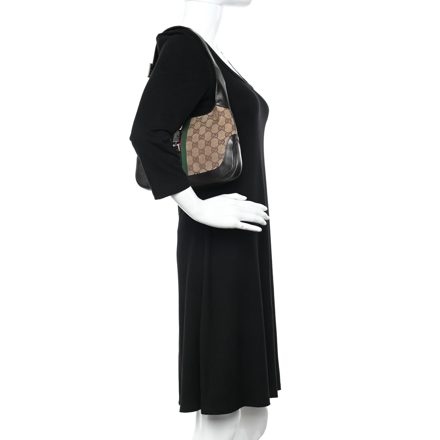 Gucci Monogram Web Small Jackie O Hobo Dark Brown 2 of 18