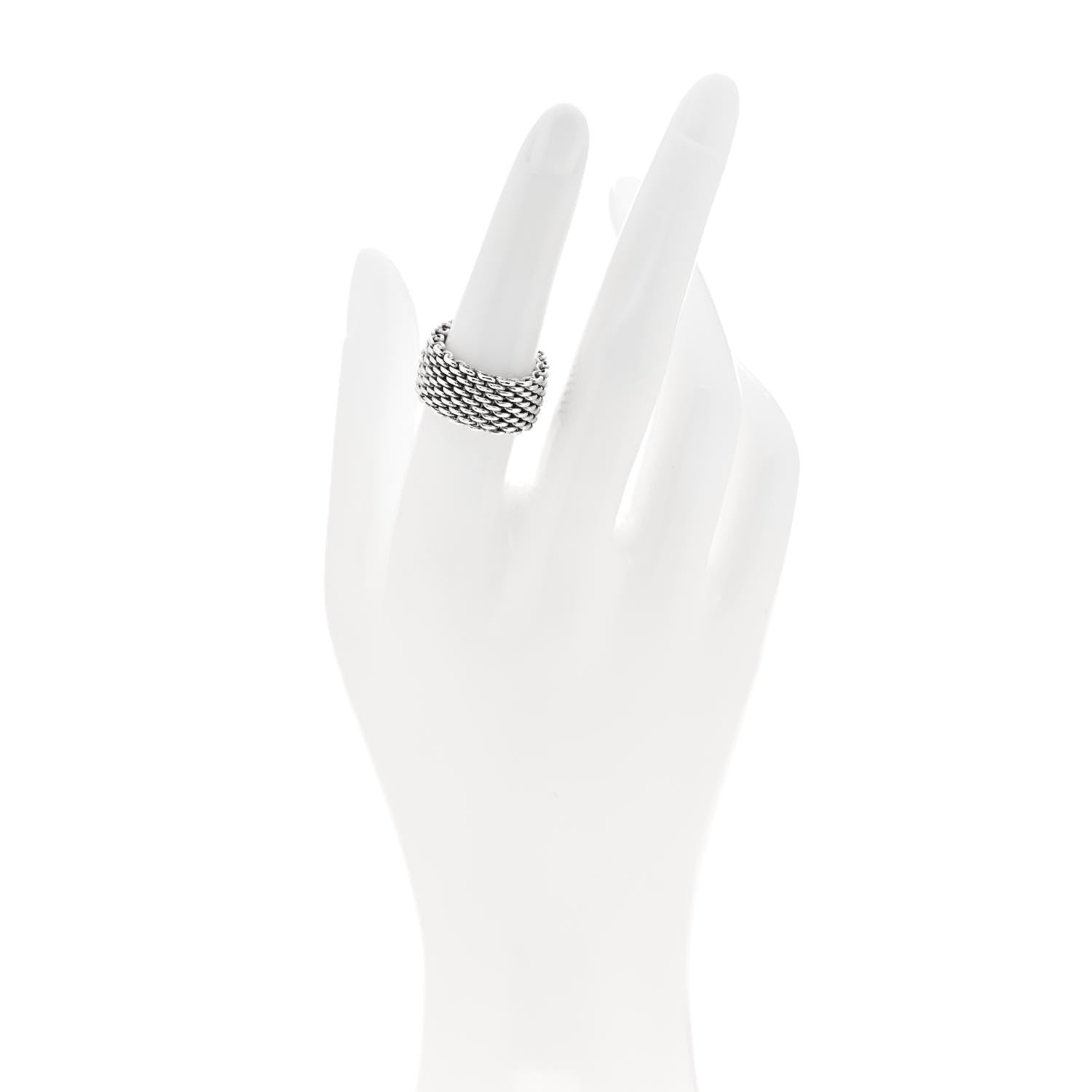 Tiffany Sterling Silver Somerset Mesh Ring 52 6 2 of 4