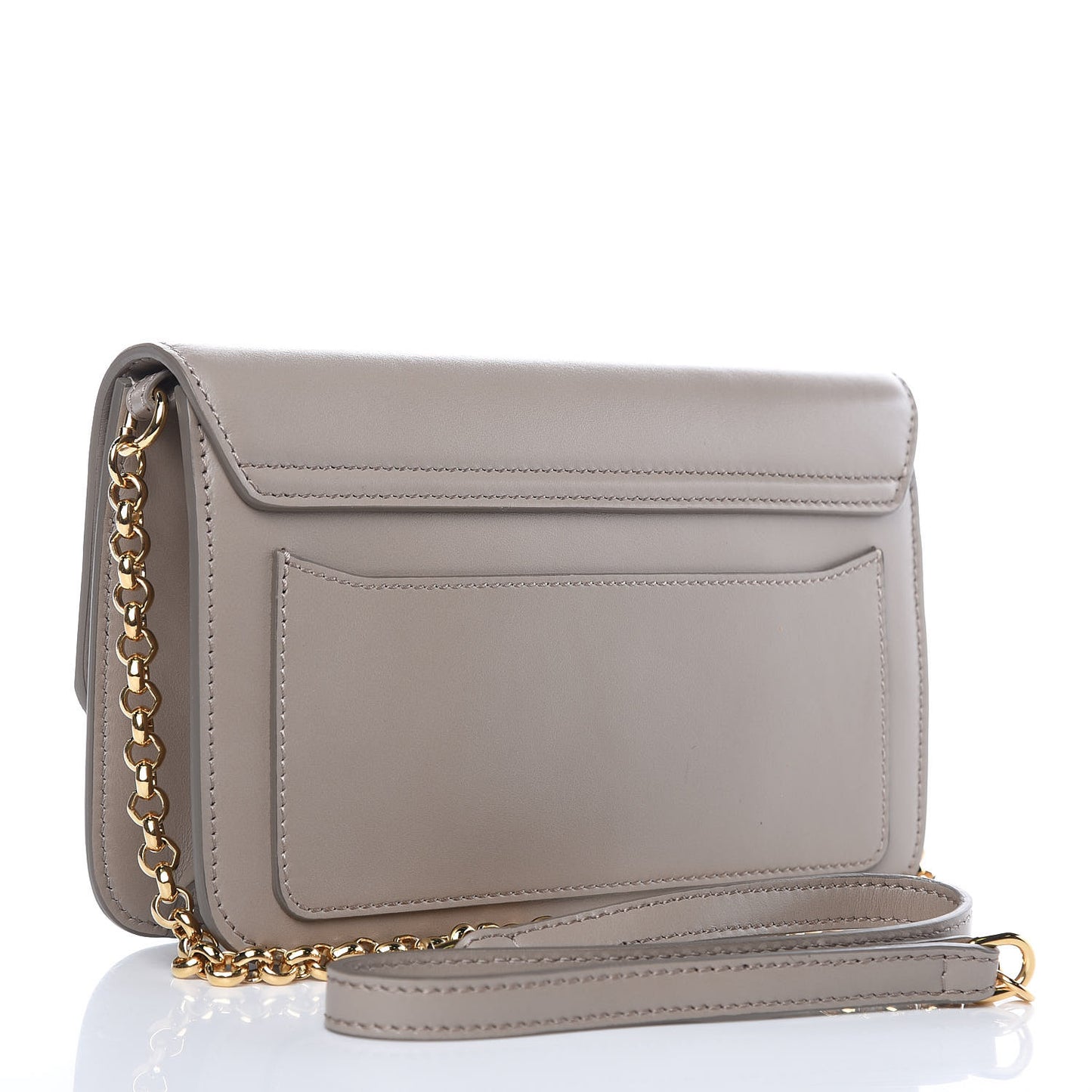Calfskin Suede C Clutch With Chain Motty Grey