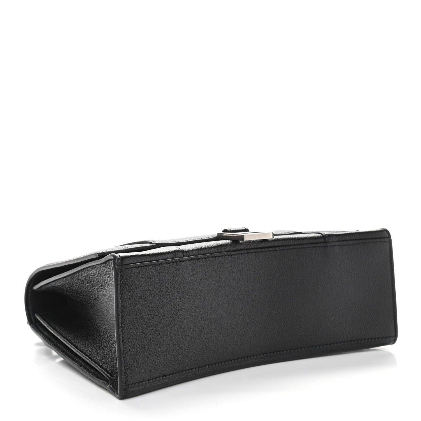 Grained Calfskin Medium Hourglass Top Handle Bag Black