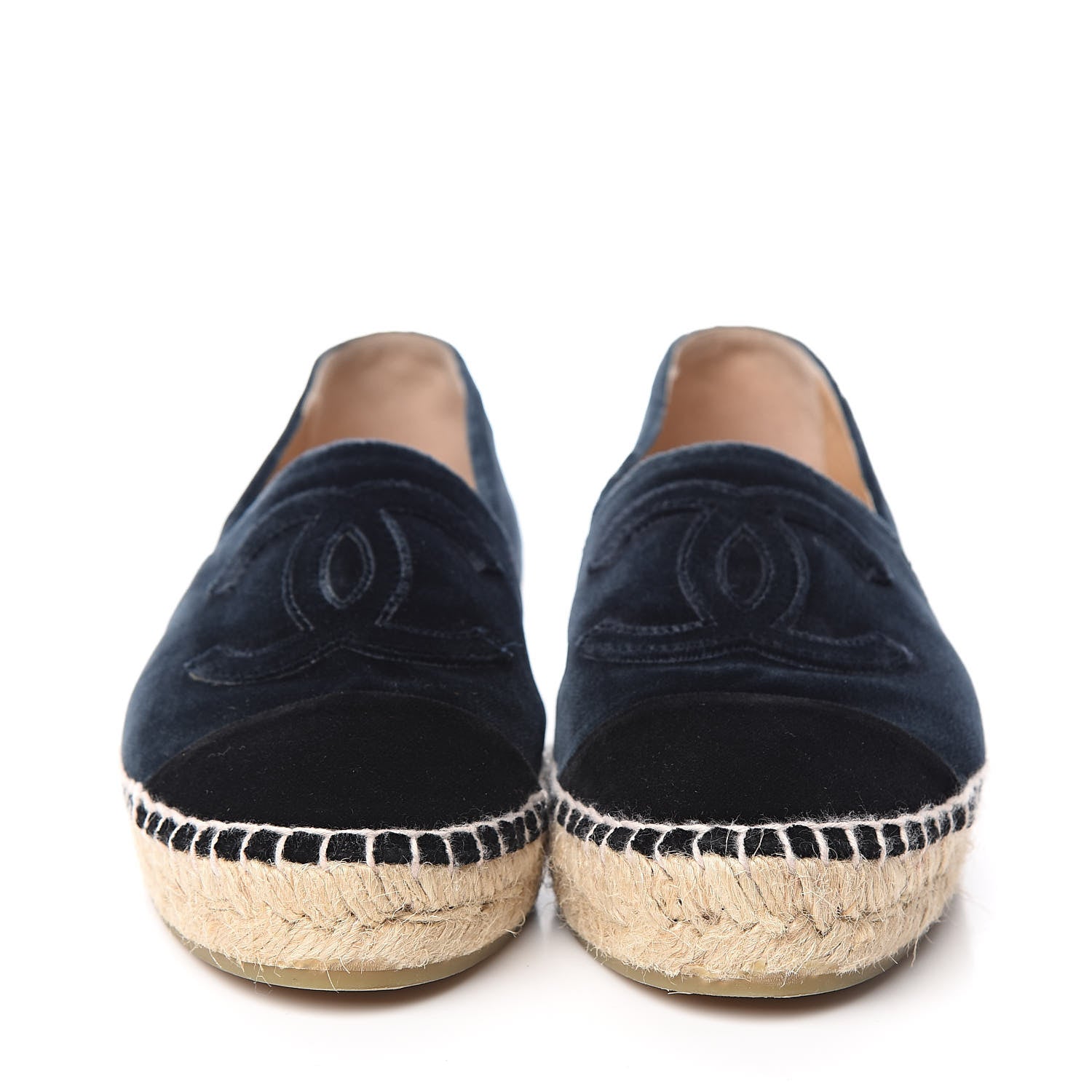 Chanel Velvet CC Espadrilles 36 Dark Navy Black 2 of 10