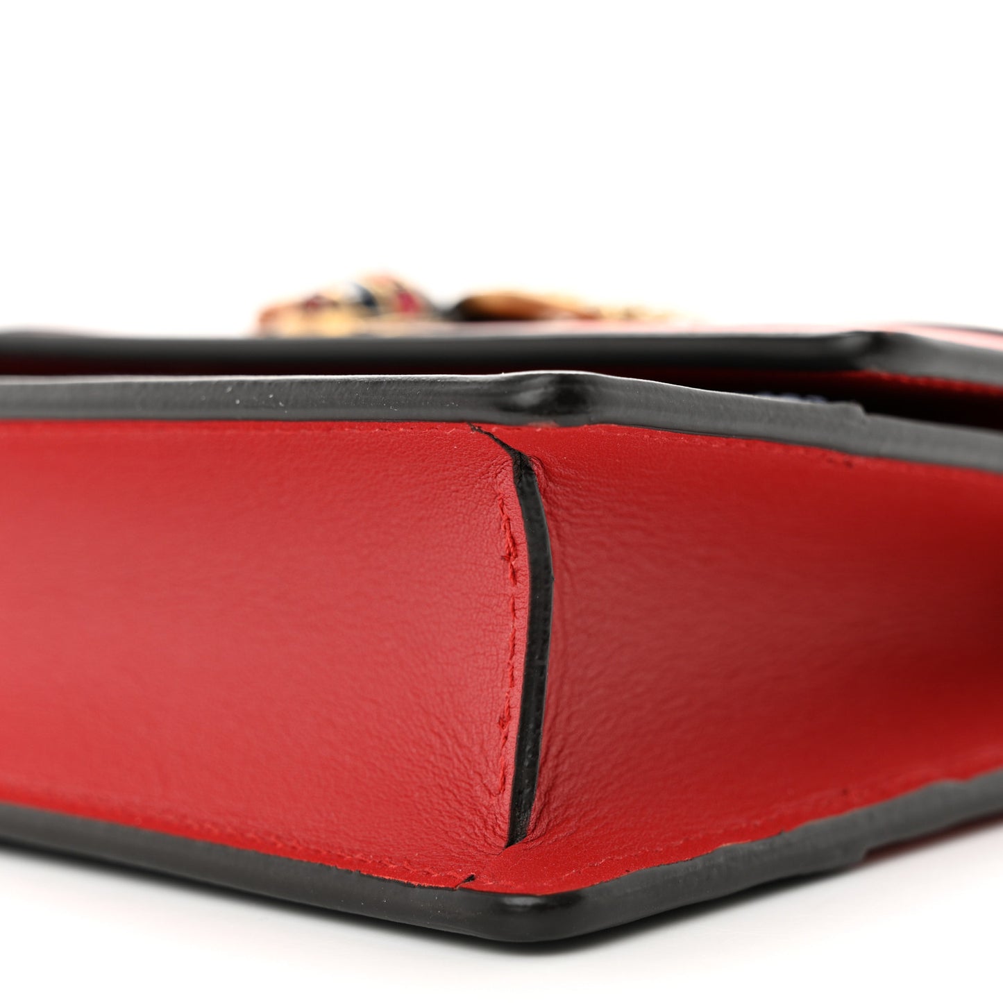 Calfskin Queen Margaret Chain Wallet Blue Agata Hibiscus Red Mystic White