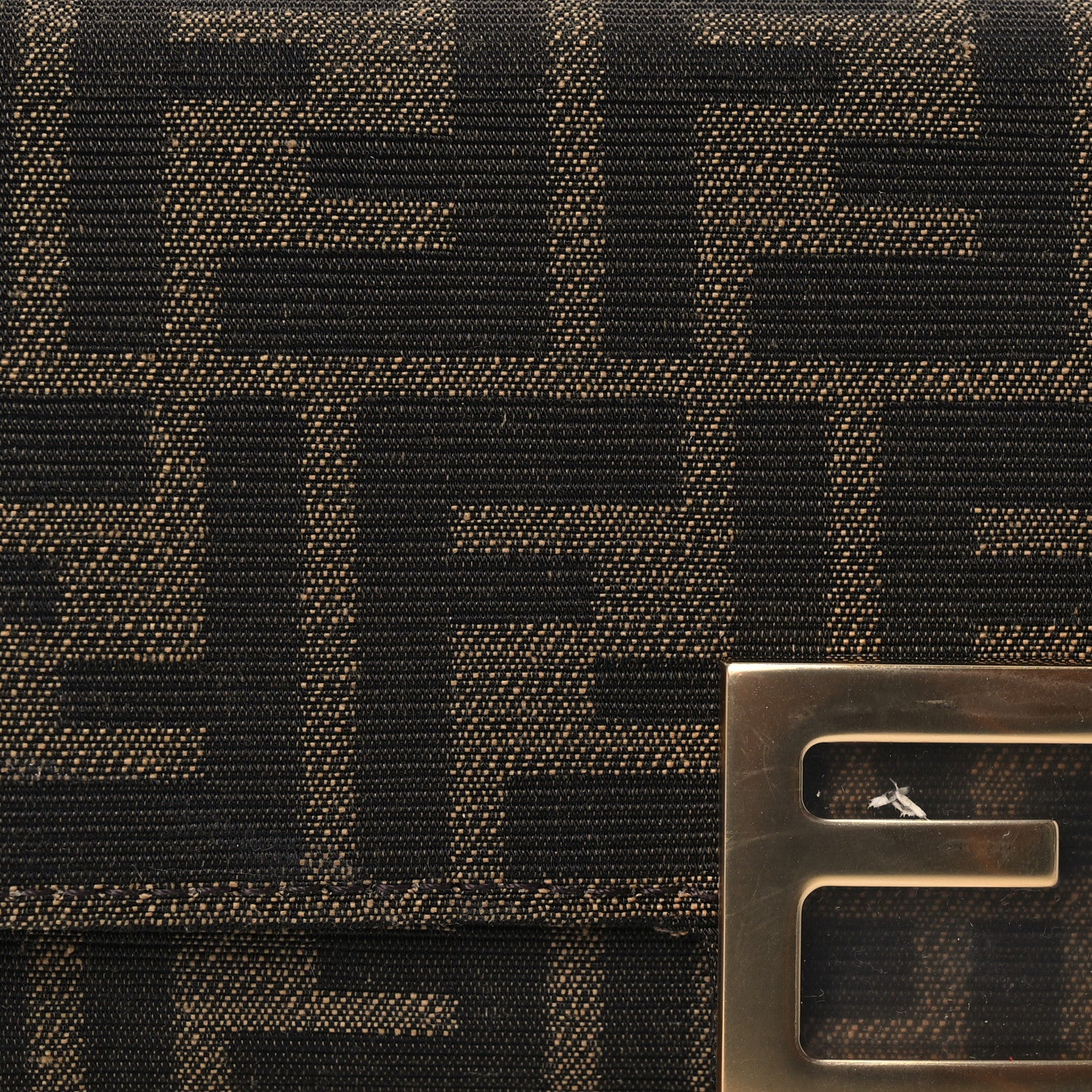 Fendi Fabric Jacquard FF 1974 Continental Wallet On Chain Tobacco Moro 12 of 16
