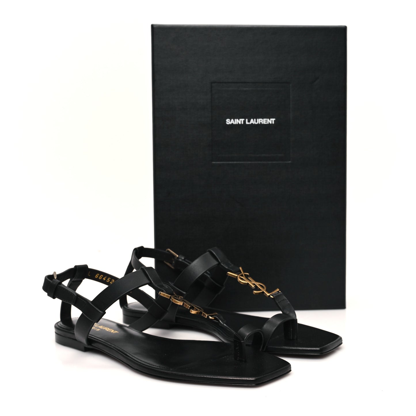 Calfskin Cassandra Monogram Sandals 37.5 Black