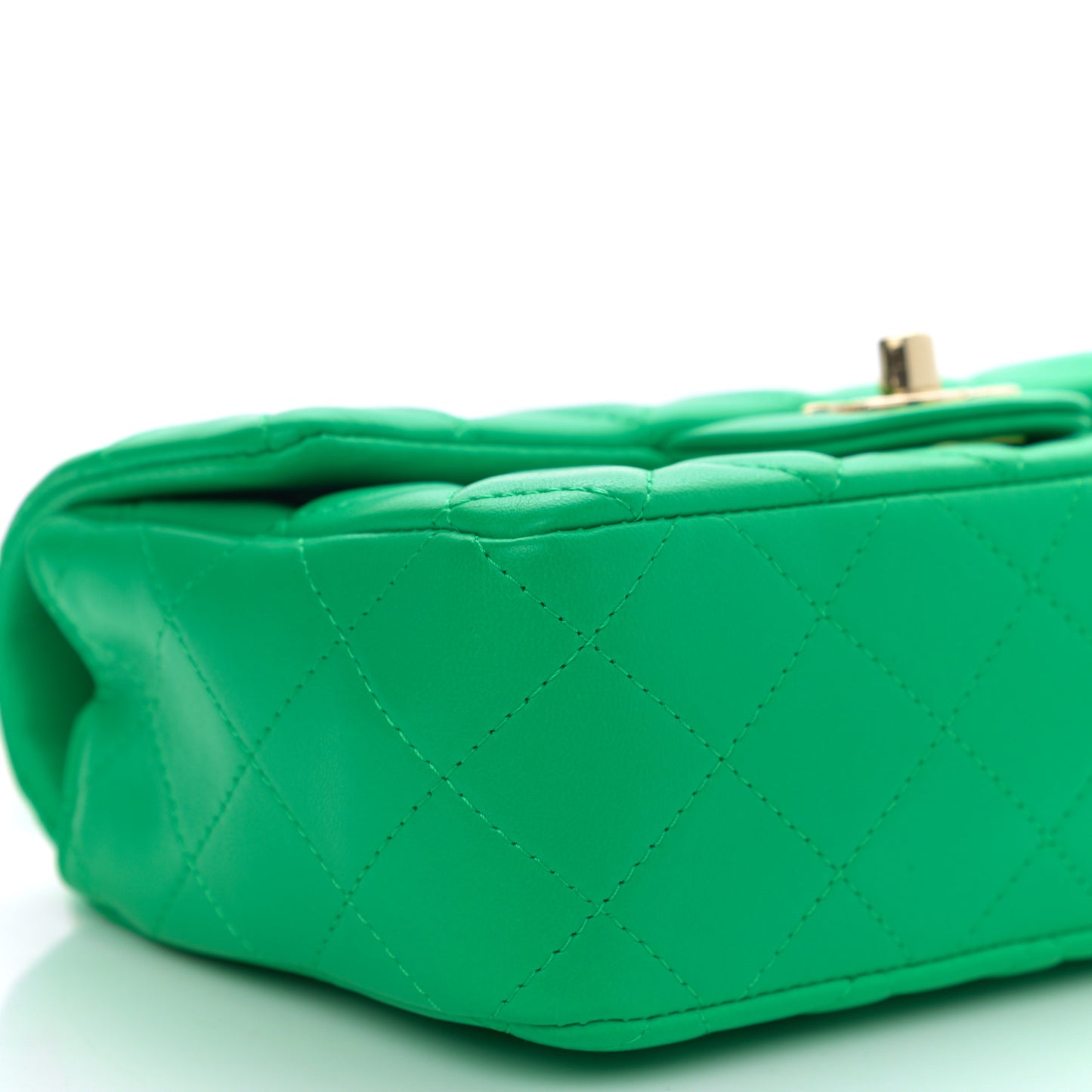 Lambskin Quilted Mini Rectangular Flap Green