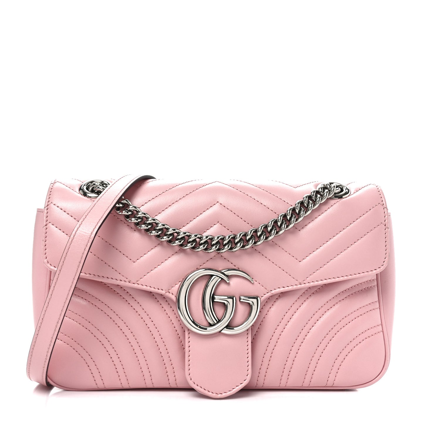 Calfskin Matelasse Small GG Marmont Shoulder Bag Wild Rose