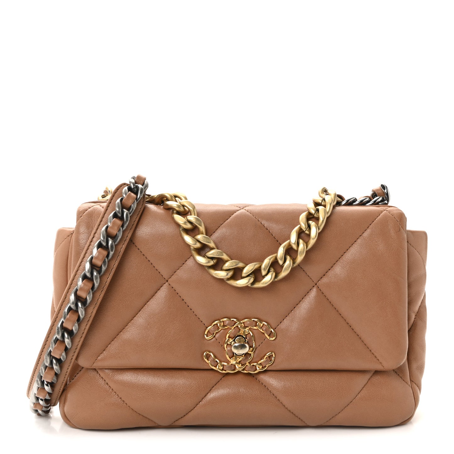Lambskin Quilted Medium Chanel 19 Flap Brown