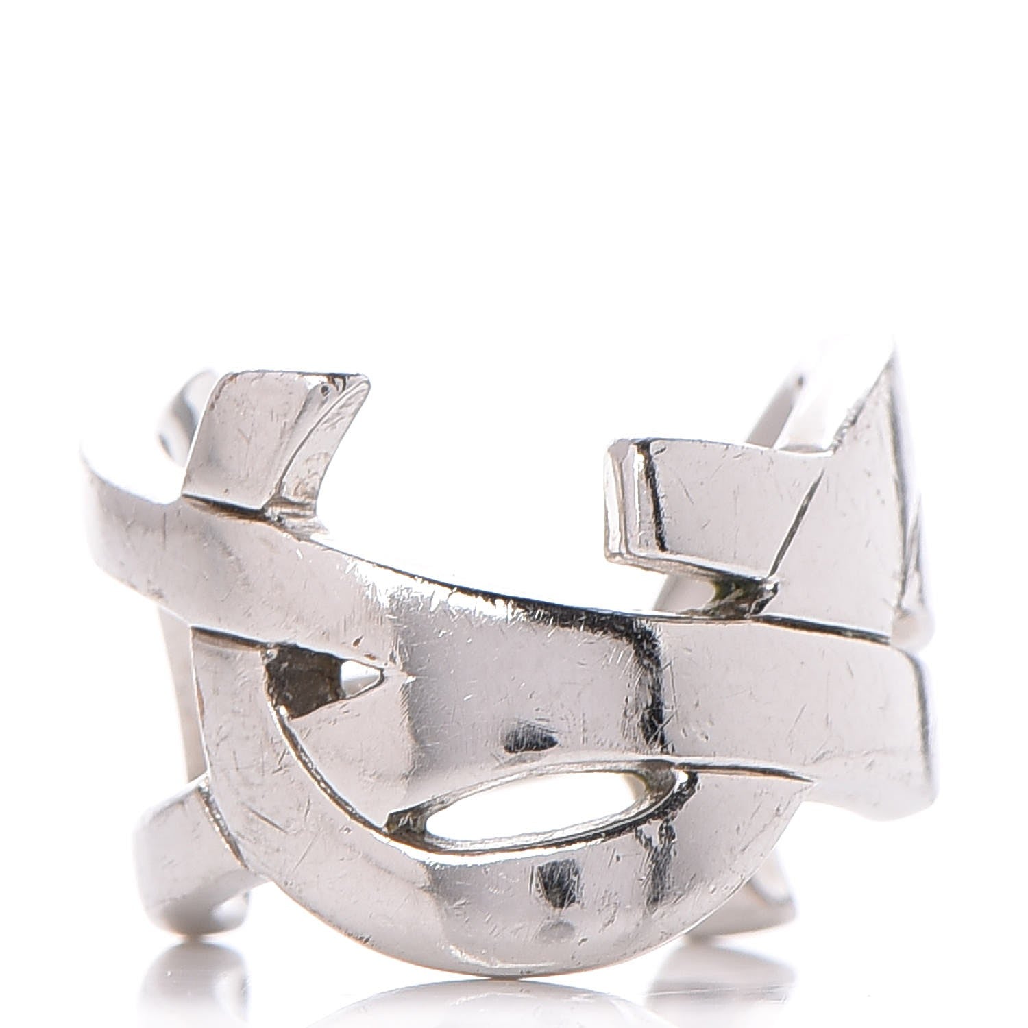 Saint Laurent Palladium Monogram Cassandre Ring 7 Silver 1 of 5
