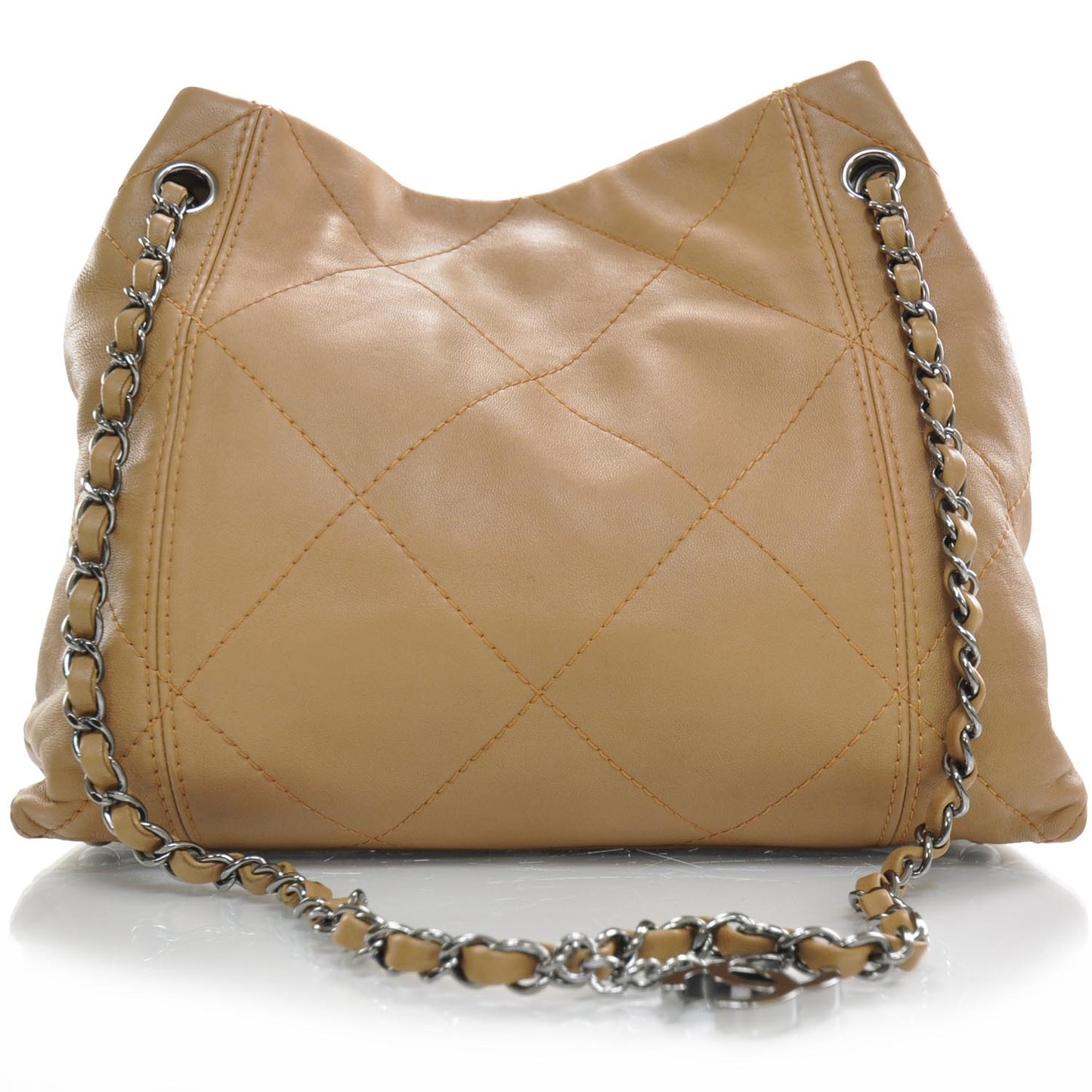 Lambskin Quilted Shoulder Bag Camel