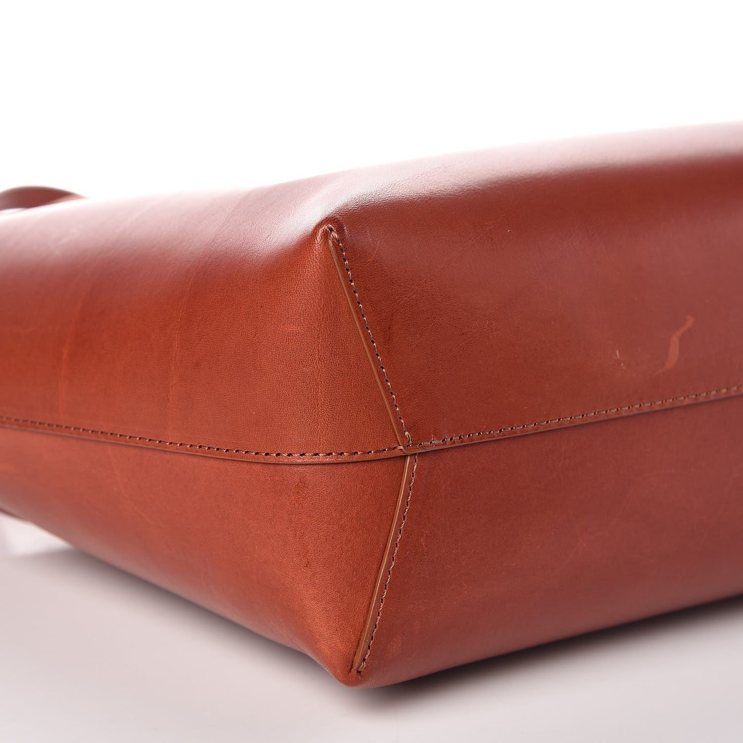 Vegetable Tanned Calfskin Small Shopping Bag Brandy Avion