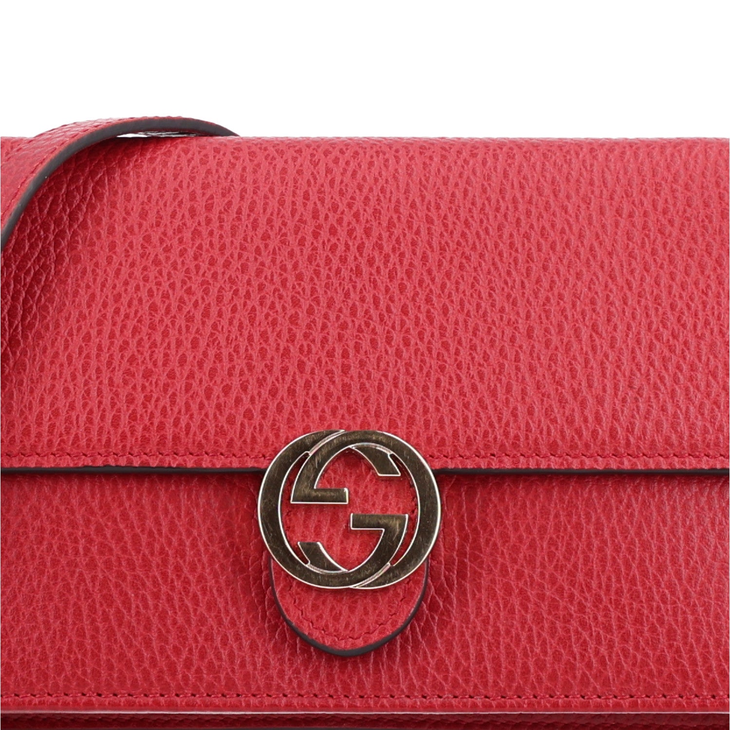 Gucci Dollar Calfskin Interlocking G Chain Wallet Red 7 of 9