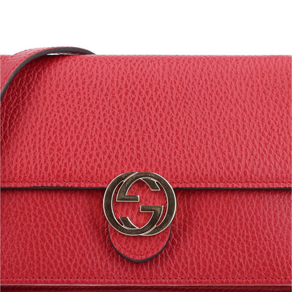 Gucci Dollar Calfskin Interlocking G Chain Wallet Red 7 of 9