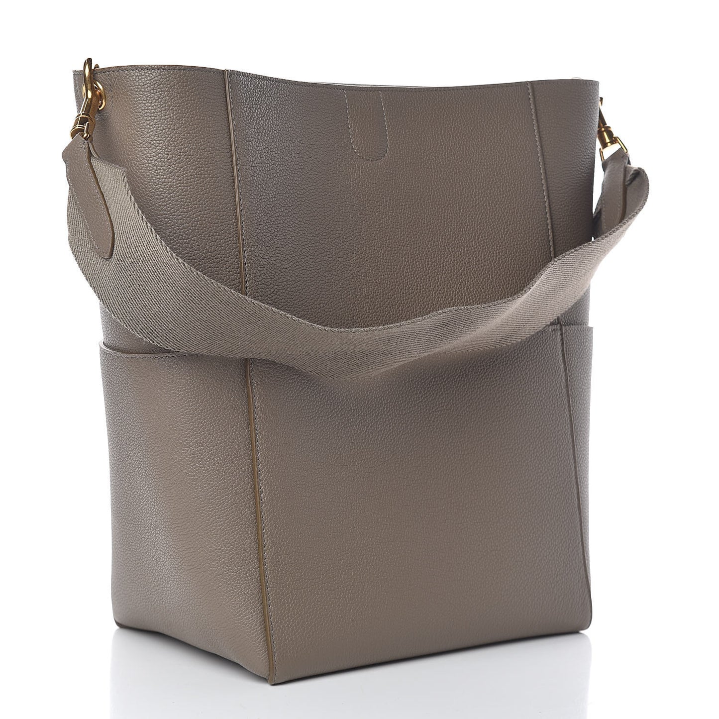 Soft Grained Calfskin Sangle Bucket Bag Taupe