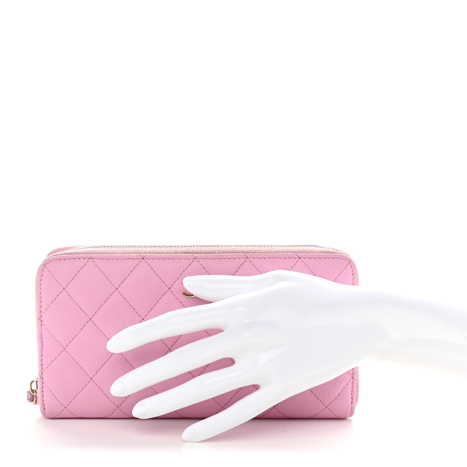Chanel Caviar Quilted Large Gusset Zip Around Wallet Light Pink 2 of 13