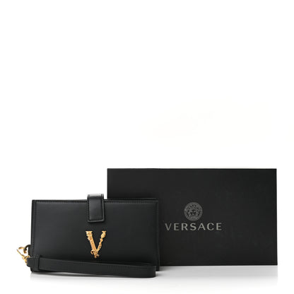 Versace Vitello Virtus Iphone Wristlet Wallet Black 7 of 9