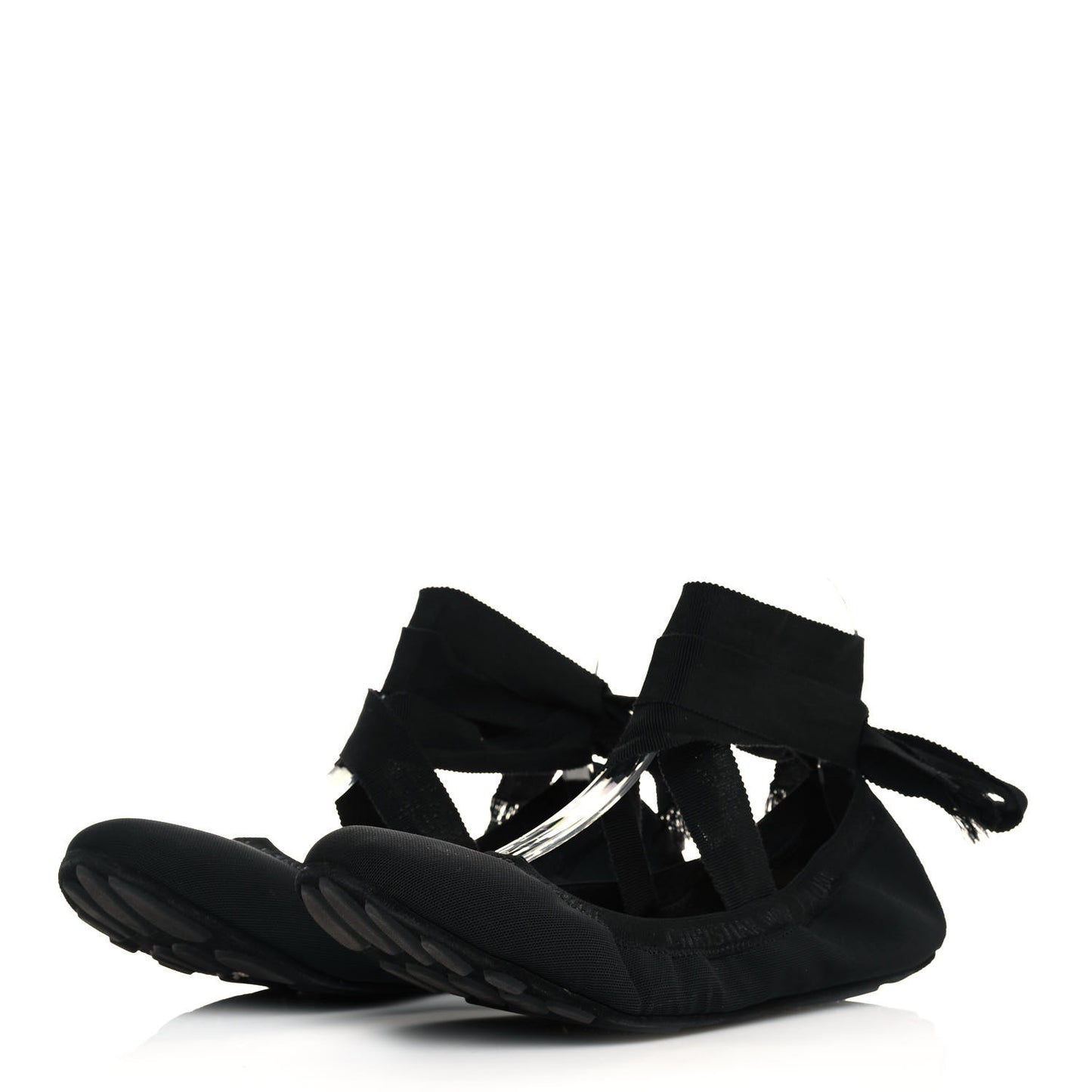 Micro Mesh Academy Lace-Up Ballerina Flats 41 Black