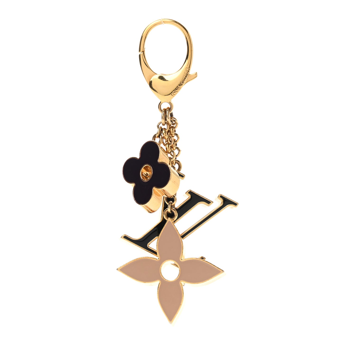 Fleur De Monogram Bag Charm Dore