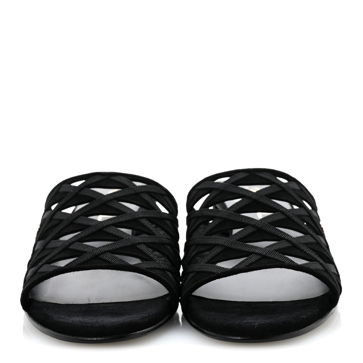 Suede Kidskin Grosgrain Sandals 39 Black